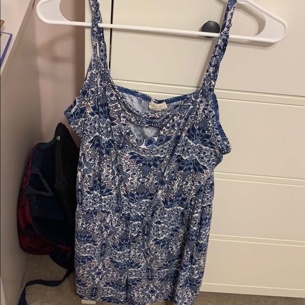 Blue and white floral romper